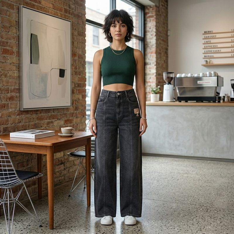 Women Washed Charcoal Jeans