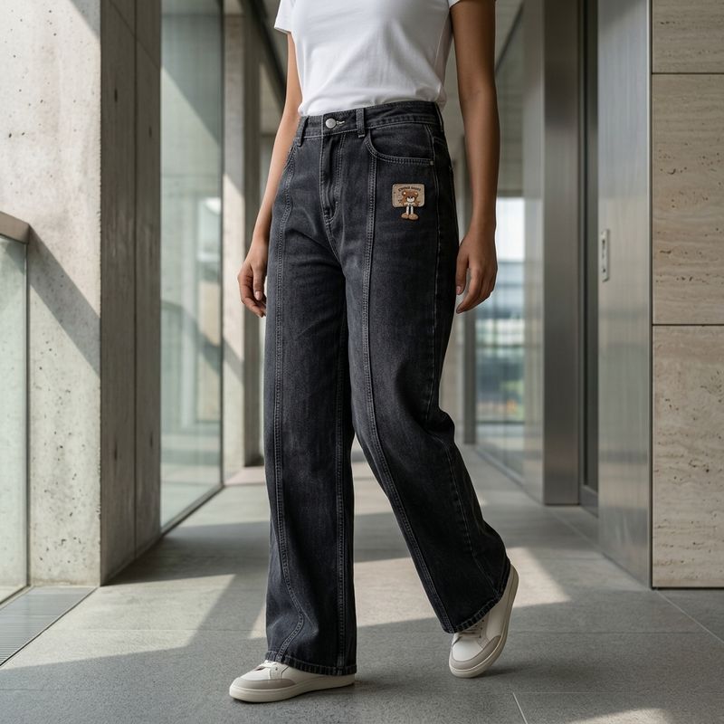 Women Washed Charcoal Jeans
