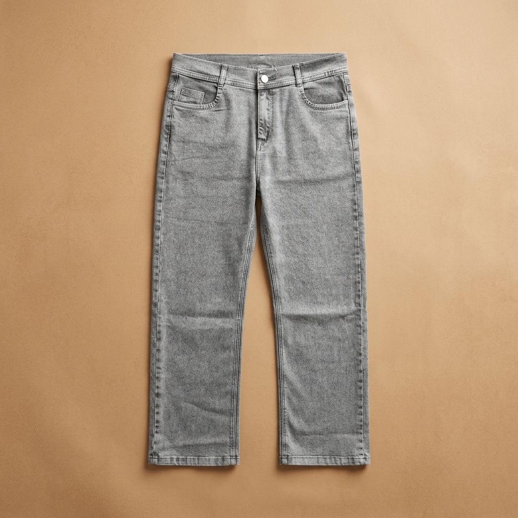 Women Essential Straight-fit High-Raise Grey Jean
