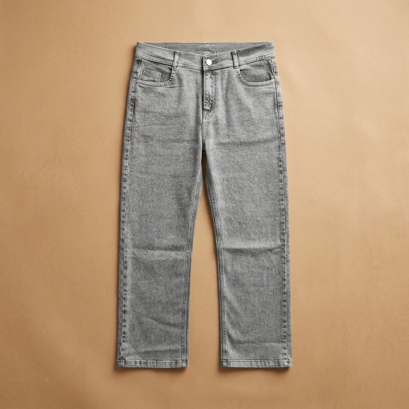 Women Essential Straight-fit High-Raise Grey Jean