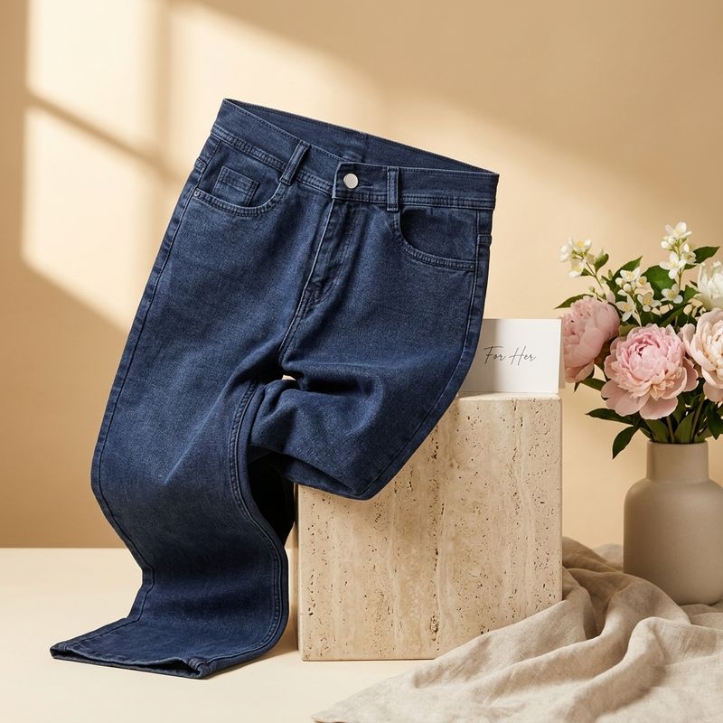 Women Essential Straight-fit High-Raise Blue Jean