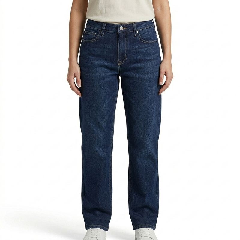 Women Essential Straight-fit High-Raise Blue Jean