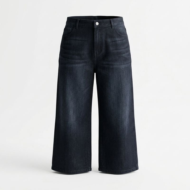 Women Wide-Flare Culotte Jean - NAVY BLUE