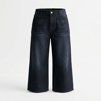 Women Wide-Flare Culotte Jean - NAVY BLUE
