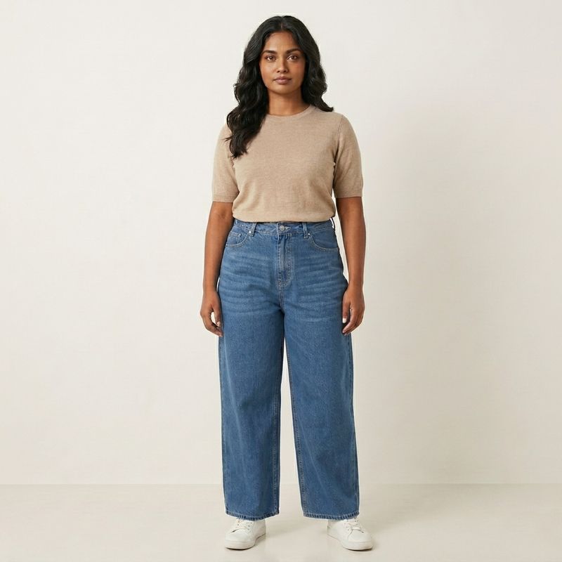 Women Wide-Flare Culotte Jean - Light Blue