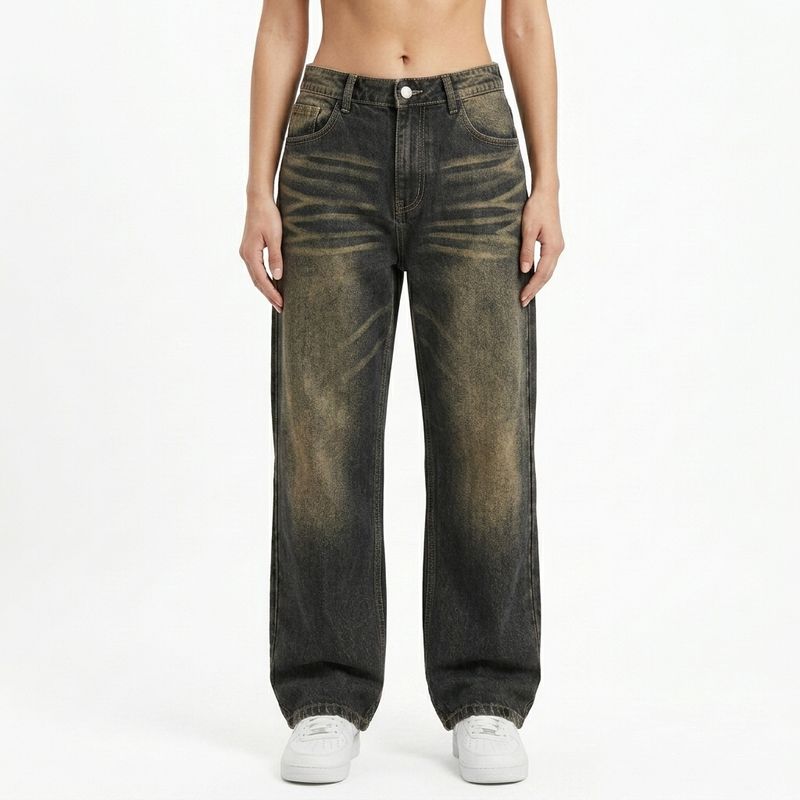 The ash faded women Denim Baggy fit - Brown jeans