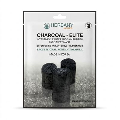 HERBANY KOREA CHARCOAL-ELITE FACE SHEET MASK
