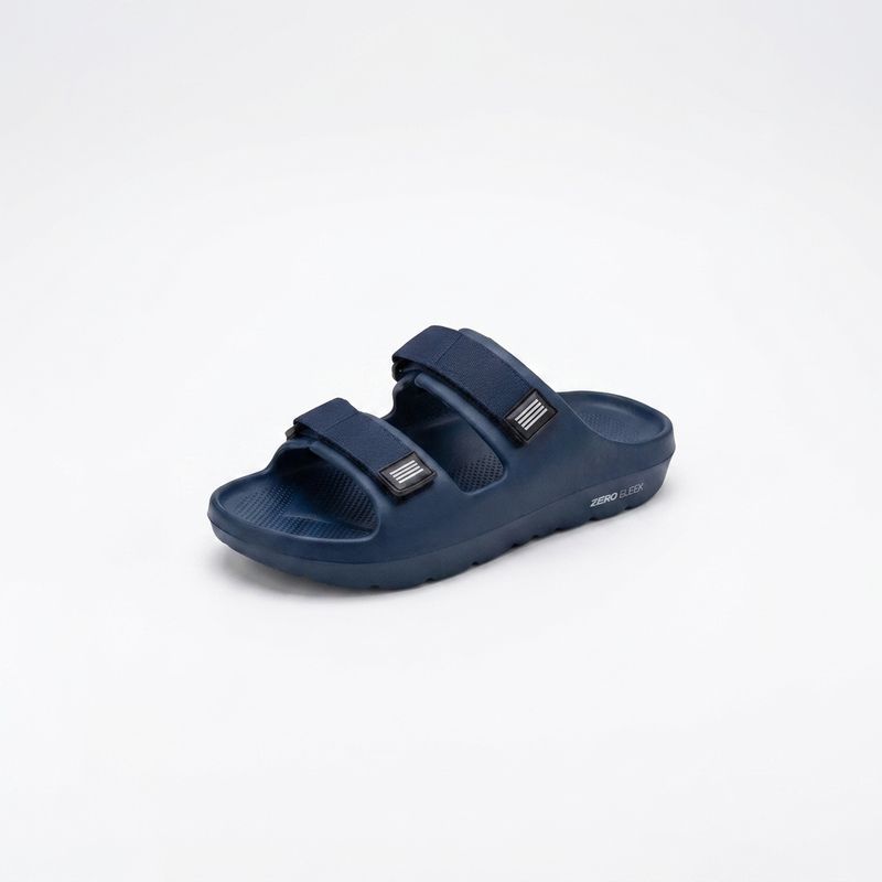 Zero Sleek Navy Blue Double-Strap Slides