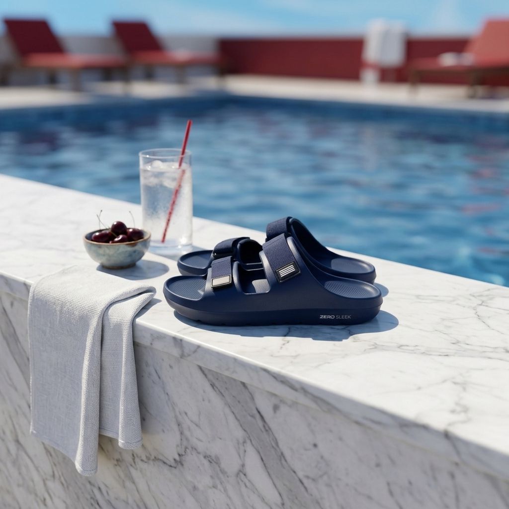 Zero Sleek Navy Blue Double Strap Slides