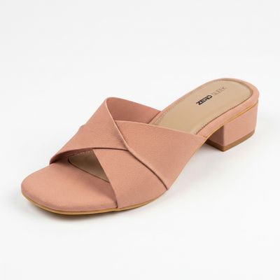 Women's Peach Block Sandal Heels