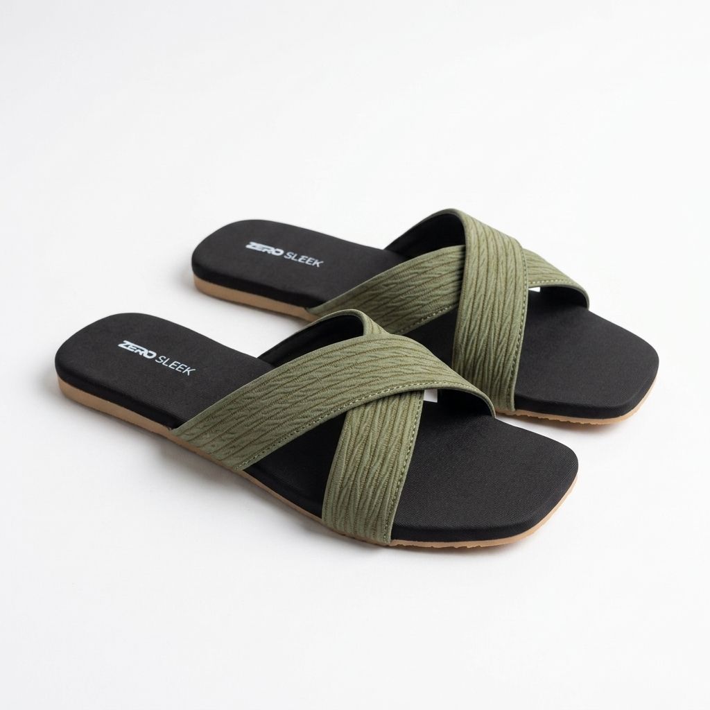 ZeroSleek Criss-Cross Straps Flat Slide