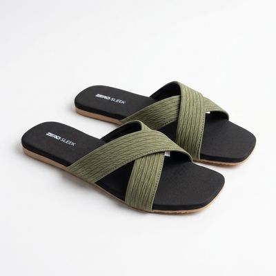 ZeroSleek Criss-Cross Straps Flat Slide