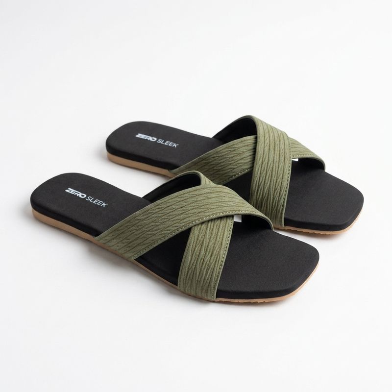 ZeroSleek Criss-Cross Straps Flat Slide