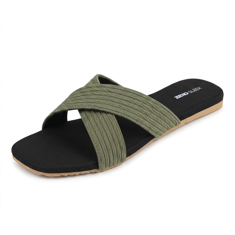 ZeroSleek Criss-Cross Straps Flat Slide