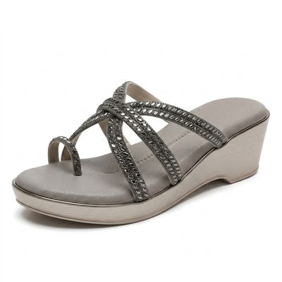 Women’s Embellished Wedge Toe-Ring Sandals