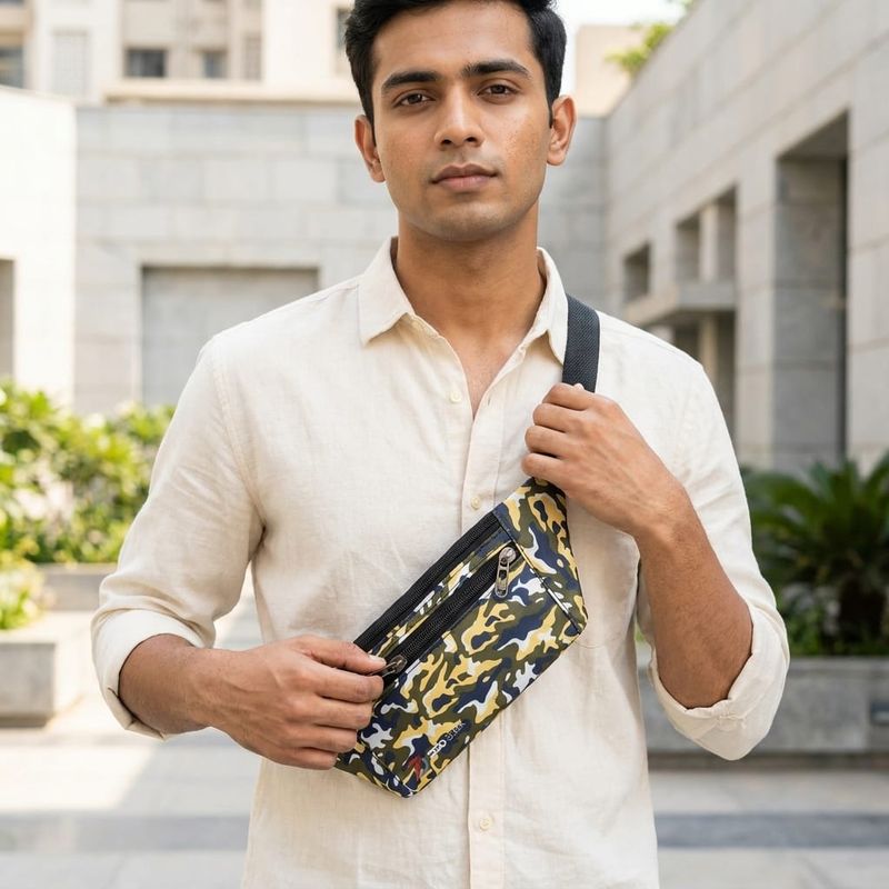 ZERO SLEEK Print Waist Bag – Adjustable Strap with Zipper Pockets