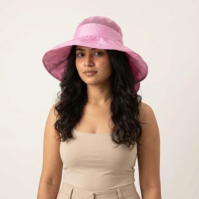 Women’s Wide Brim Sun Visor Hat, Foldable &amp; Breathable for Summer - Pink