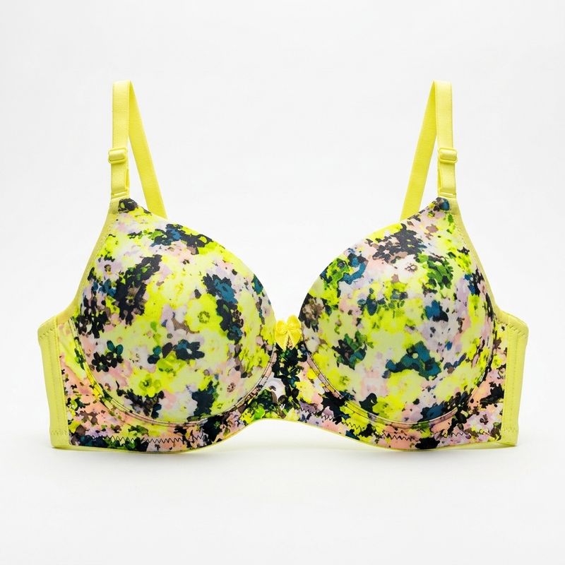 Zerosleek Semi Padded - Neon bloom printed bra - size 40/B