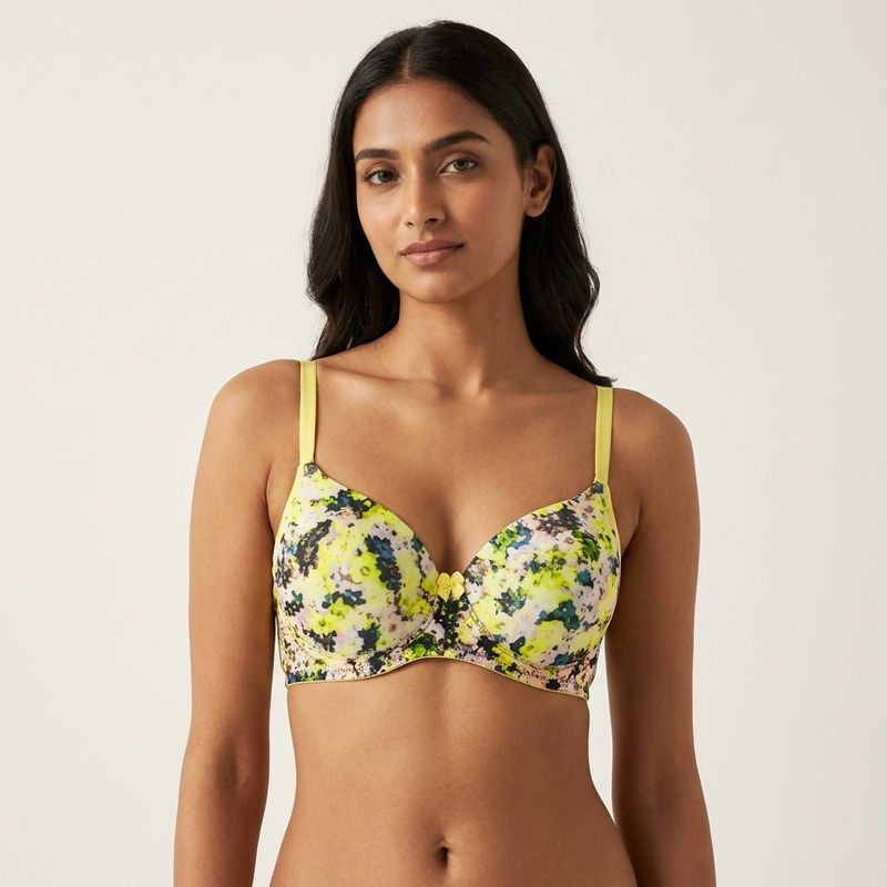Zerosleek Semi Padded - Neon bloom printed bra - size 40/B