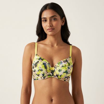 Zerosleek Semi Padded - Neon bloom printed bra - size 40/B