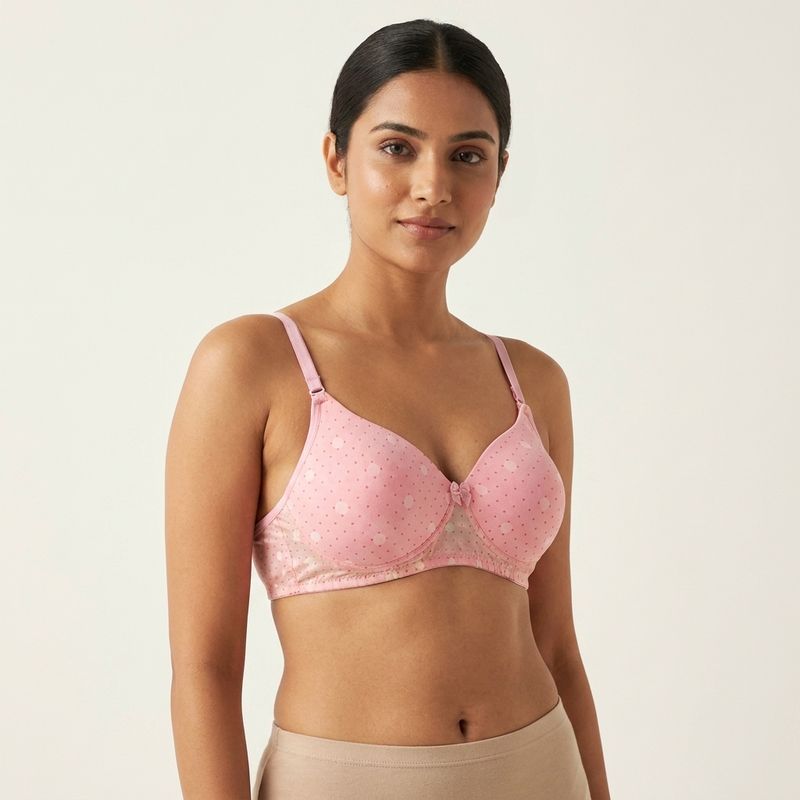 Zerosleek Semi Padded - Blush dot printed bra - size 40/B