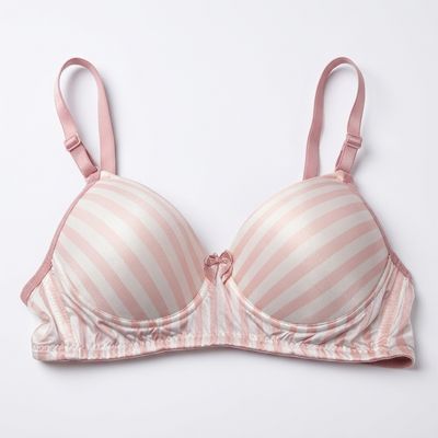 Zerosleek Semi Padded -pink strip Printed Bra - (Size 30 /B)