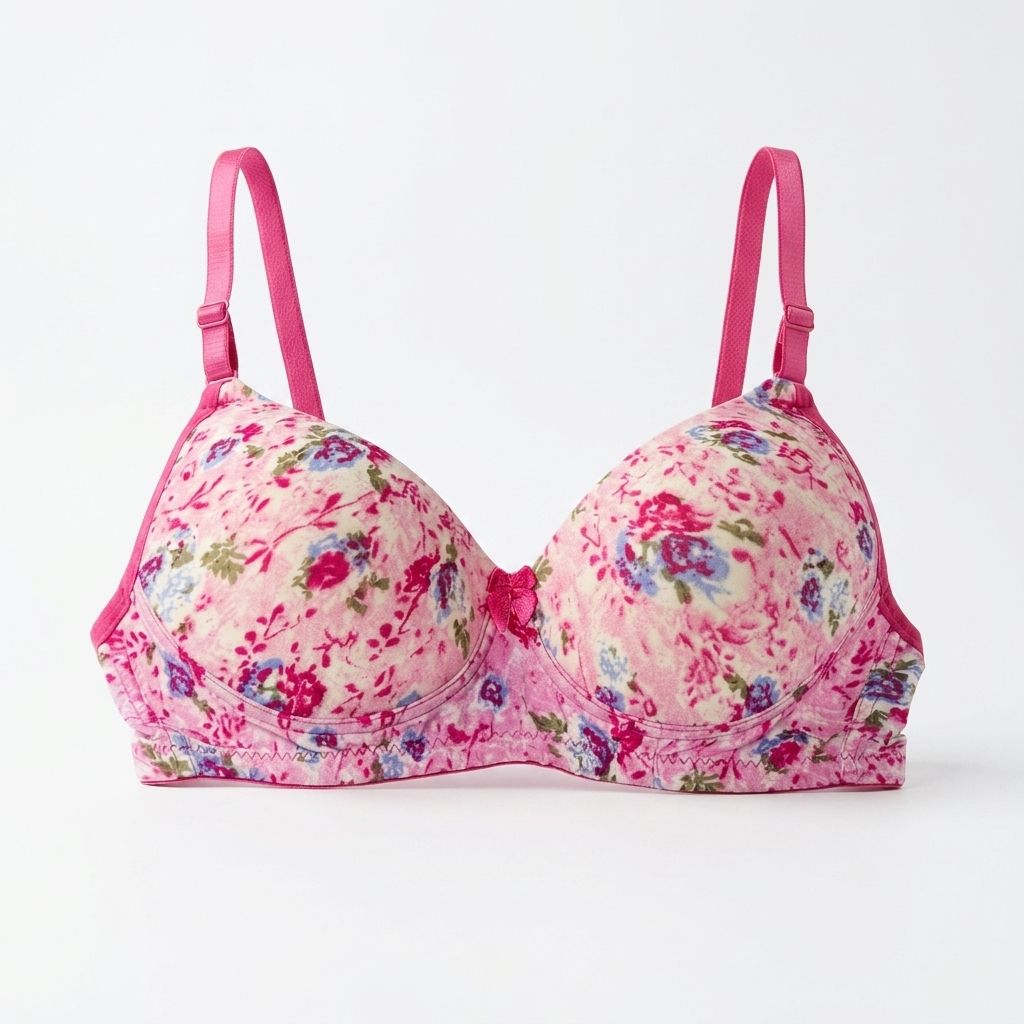 Zerosleek Semi Padded - pink floral Printed Bra - Size 32/B