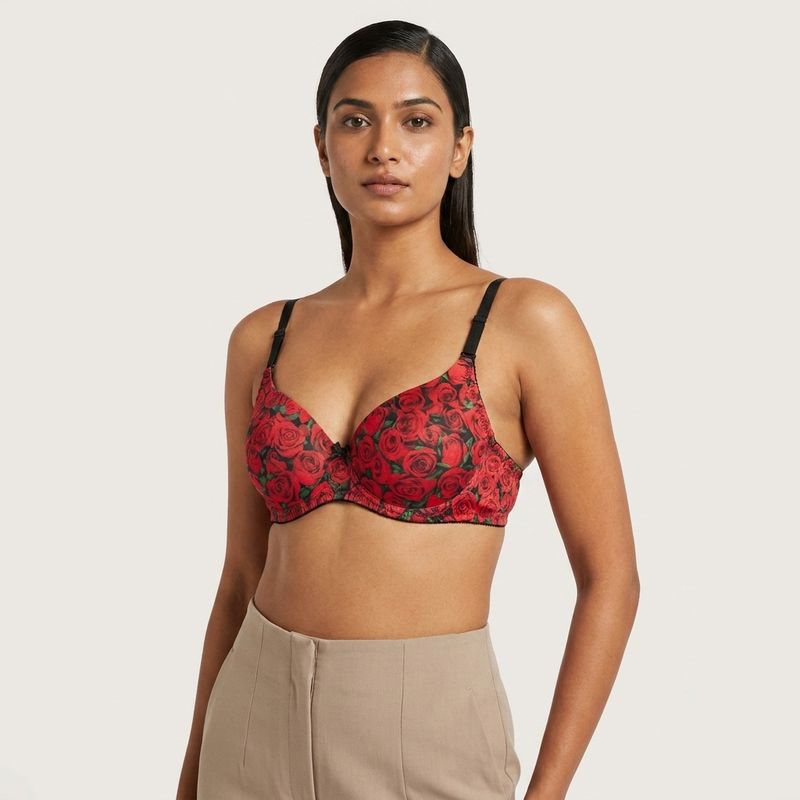 Zerosleek Semi padded - Rose Print Bra - Size 32/B