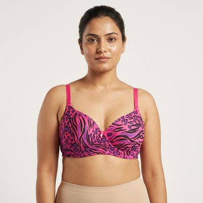 Zerosleek Semi Padded - Fuchsia Fierce - printed bra