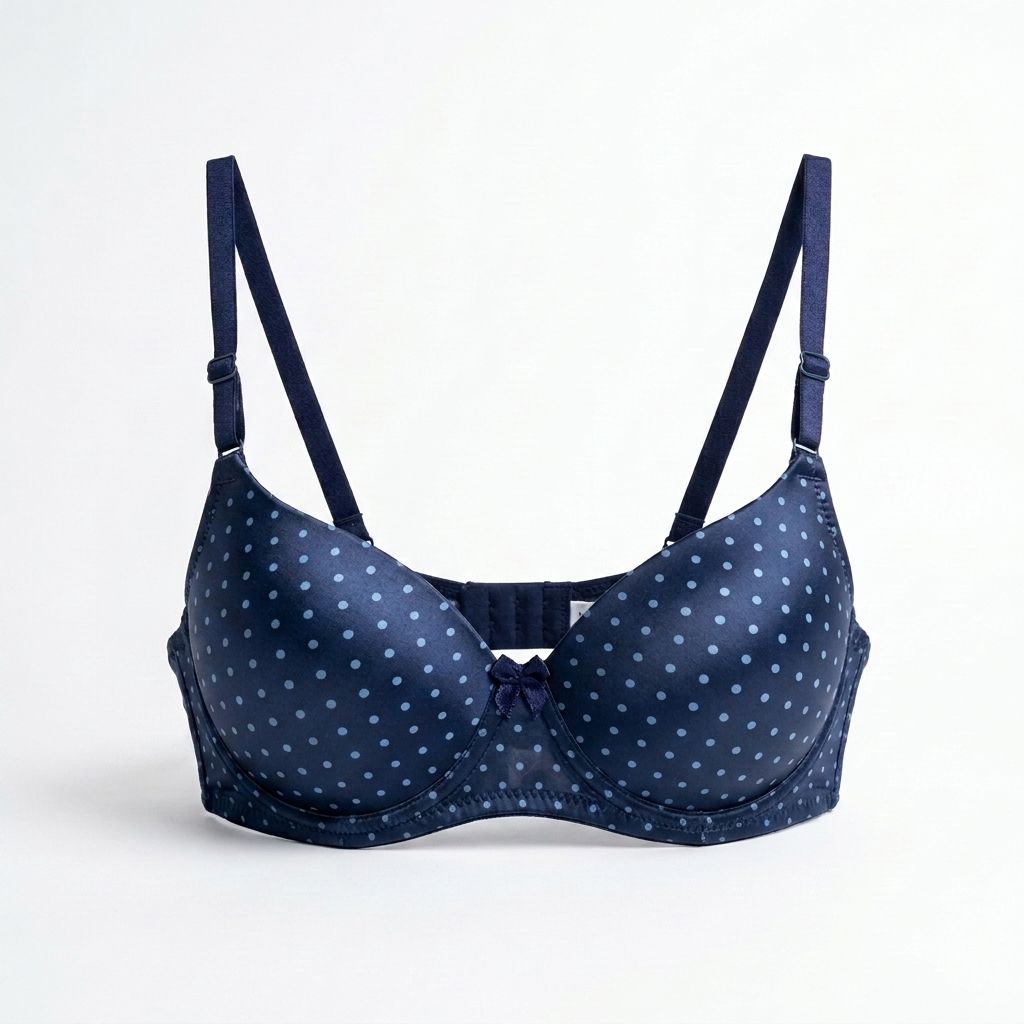 Zerosleek Semi Padded - navy blue dotted printed bra