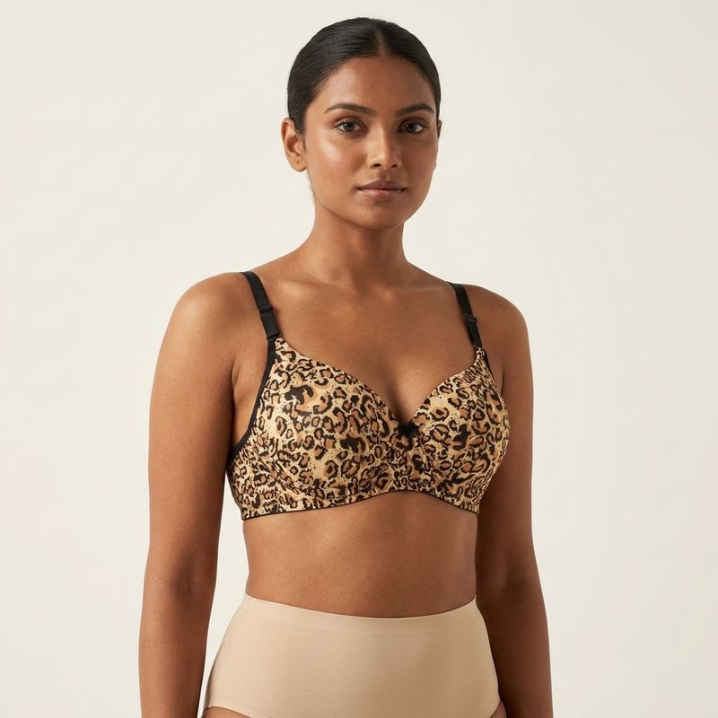 Zerosleek semi padded - wild luxe printed bra size -36/B