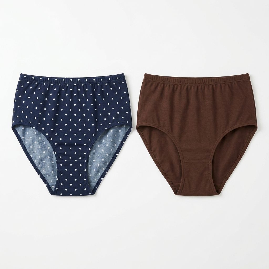 Ultra-Comfy Seamless Panties – Blue dotted/ brown  (Size M)