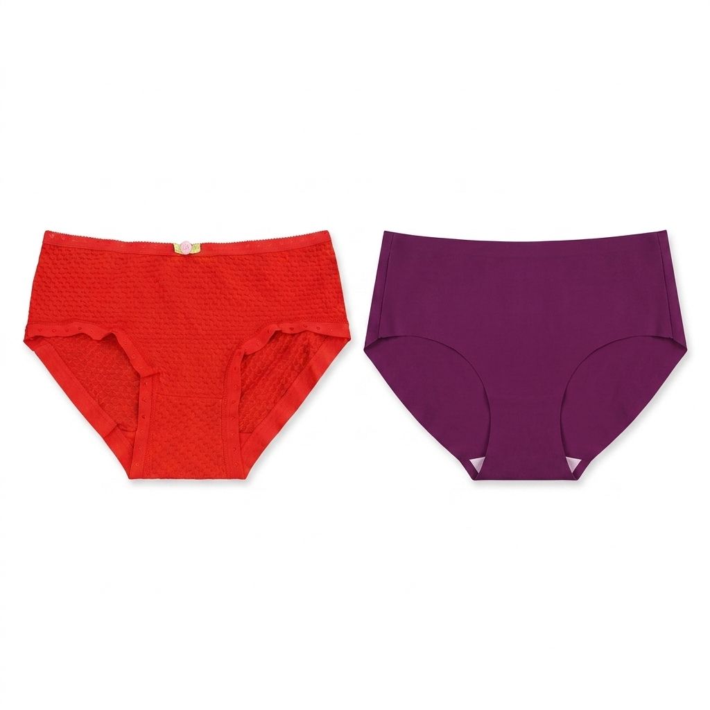 Ultra-Comfy Seamless Panties – Red/ violet-  (Size S)