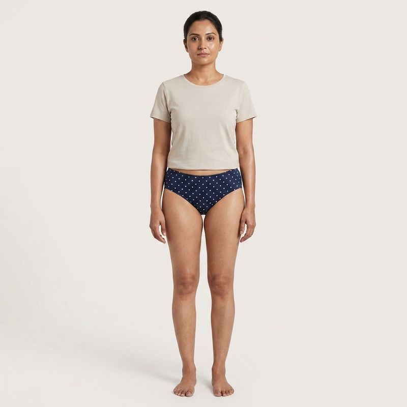 Ultra-Comfy Seamless Panties – Brown/ Blue dotted - (Size XL)