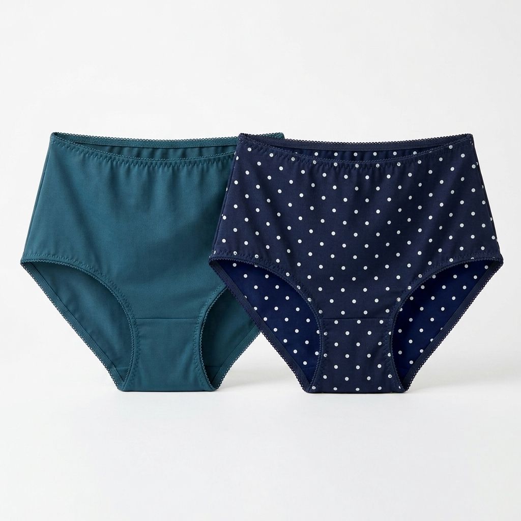 Ultra-Comfy Seamless Panties – Blue dotted/Green - (Size L)