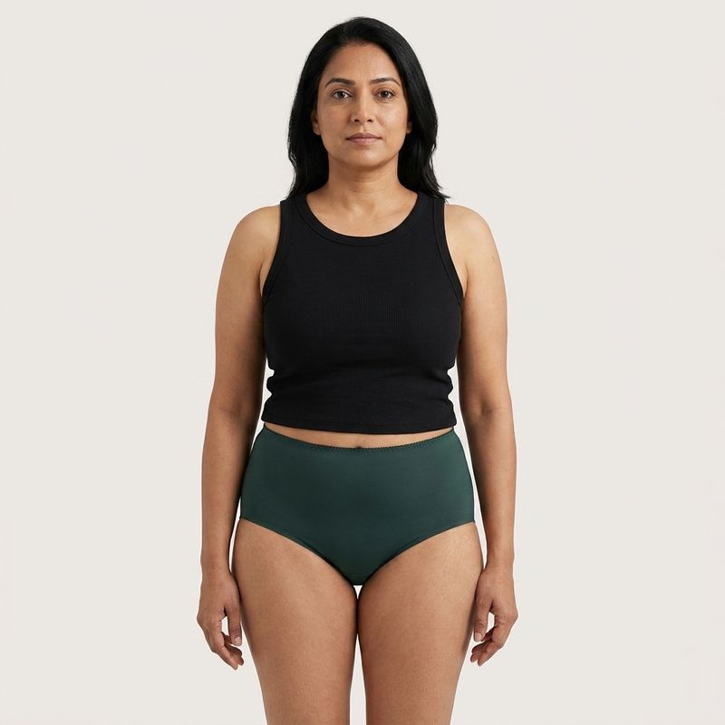 Ultra-Comfy Seamless Panties – Blue dotted/Green - (Size L)