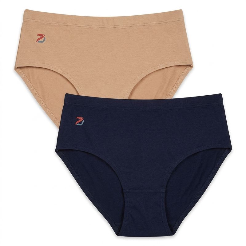 EVERYDAY HIGH-WAIST Panties - Beige/ Navy blue