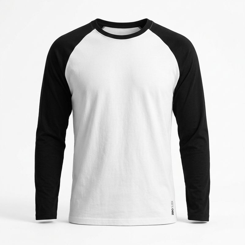 Raglan fullSleeve Regular T-Shirt | BLACK - WHITE