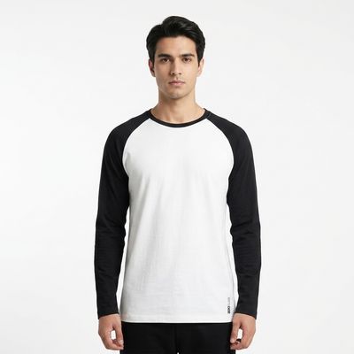 Raglan fullSleeve Regular T-Shirt | BLACK - WHITE