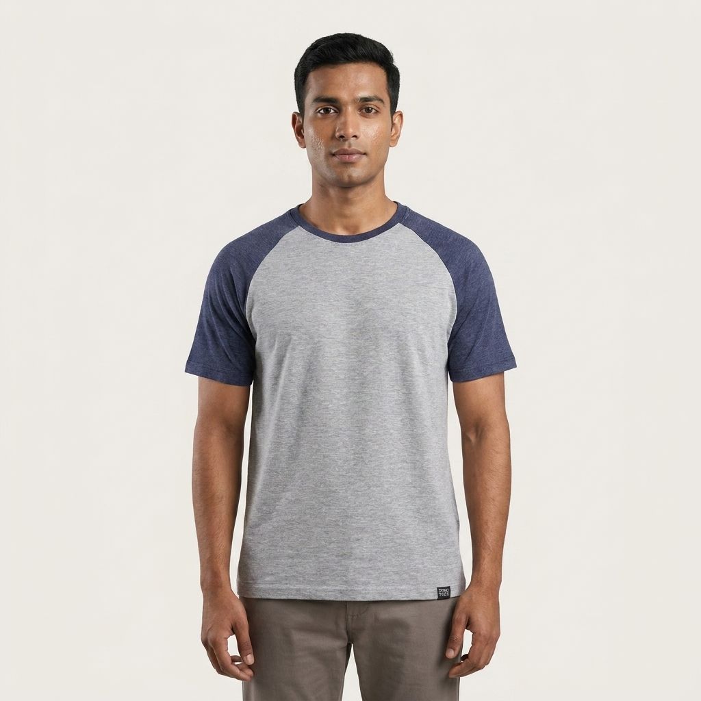 RAGLAN SLEEVE REGULAR T-SHIRT | BLUE-GREY