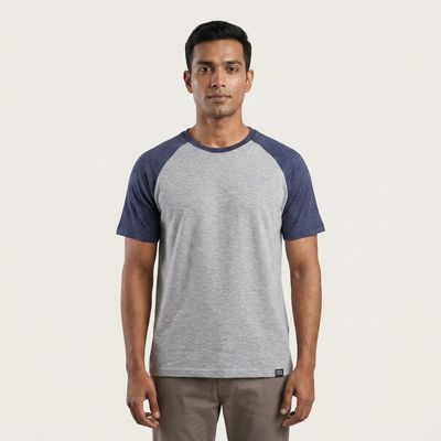 RAGLAN SLEEVE REGULAR T-SHIRT | BLUE-GREY