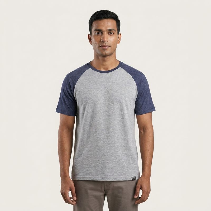 RAGLAN SLEEVE REGULAR T-SHIRT | BLUE-GREY