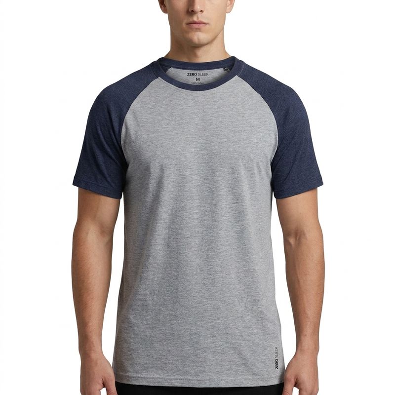 RAGLAN SLEEVE REGULAR T-SHIRT | BLUE-GREY