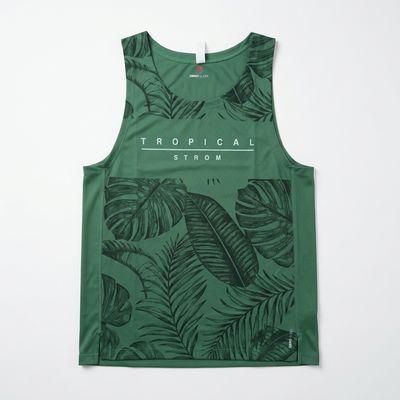 Dark Green Printed Tank Top | Unisex