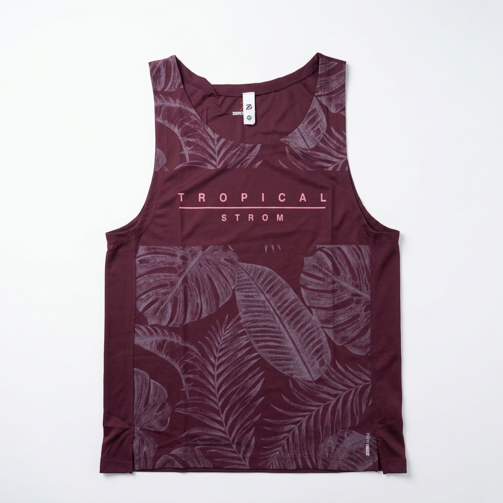 Maroon Printed Tank Top | Unisex