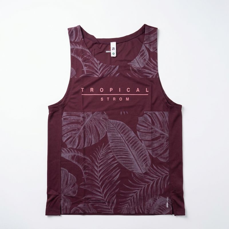 Maroon Printed Tank Top | Unisex