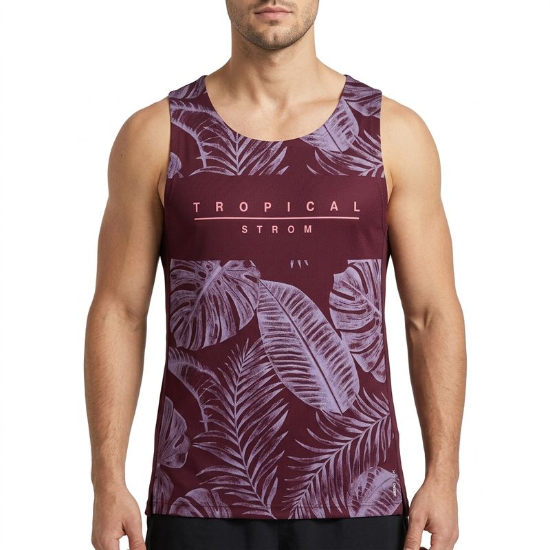 Maroon Printed Tank Top | Unisex