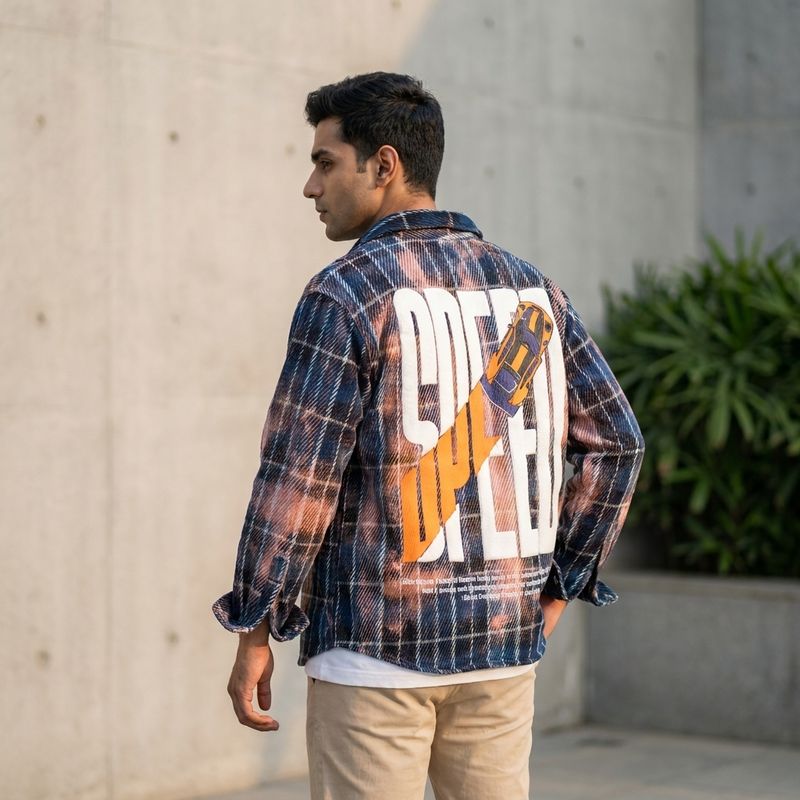 Flannel Printed check Shirt | Blue Full Sleeves