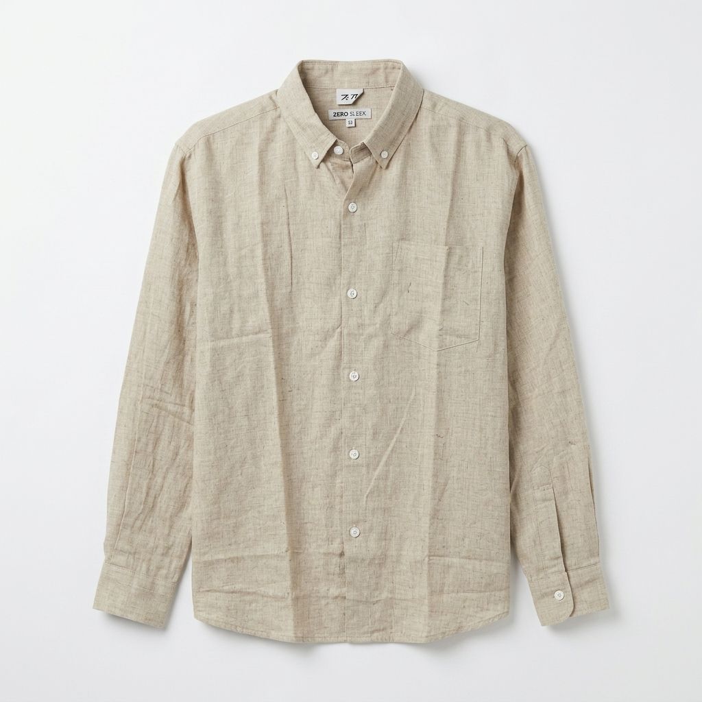 Beige Linen Full Sleeve Shirt