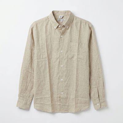 Beige Linen Full Sleeve Shirt